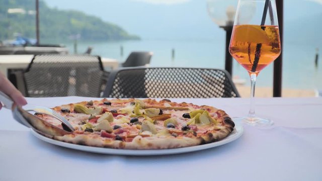 Pizza on the Table in Cafe