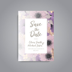 Wedding invitation with colorful flower.