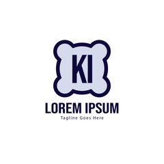 Obraz premium Initial KI logo template with modern frame. Minimalist KI letter logo vector illustration