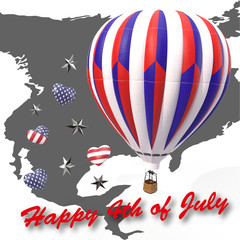 3d hot air balloon in the sky of america