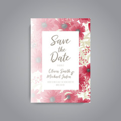 Wedding invitation with colorful flower.