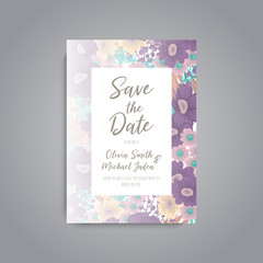 Wedding invitation with colorful flower.