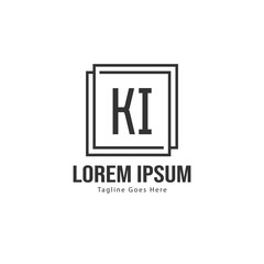Initial KI logo template with modern frame. Minimalist KI letter logo vector illustration
