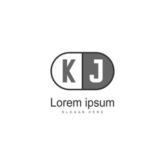 Initial KJ logo template with modern frame. Minimalist KJ letter logo vector illustration