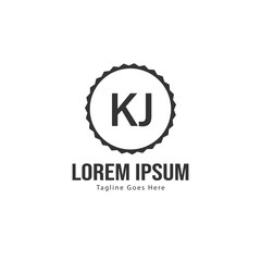Initial KJ logo template with modern frame. Minimalist KJ letter logo vector illustration