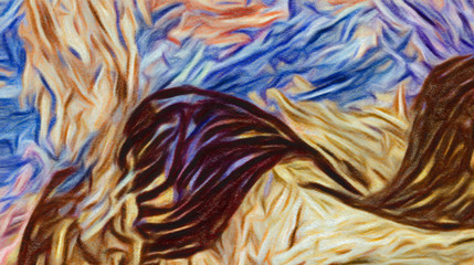 Abstract texture background. Digital painting in Vincent Van Gogh style artwork. Hand drawn artistic pattern. Modern art. Good for printed pictures, postcards, posters or wallpapers and textile print.