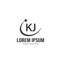 Initial KJ logo template with modern frame. Minimalist KJ letter logo vector illustration