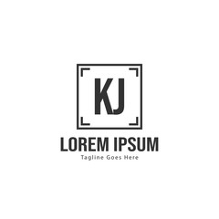 Initial KJ logo template with modern frame. Minimalist KJ letter logo vector illustration