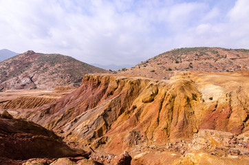 The peculiar landscape of the old Mazarron mines. Heritage of the Region of Murcia.