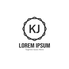Initial KJ logo template with modern frame. Minimalist KJ letter logo vector illustration