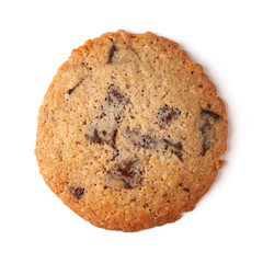 Soft and chewy chocolate chip cookie isolated on white background with clipping path