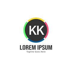 Initial KK logo template with modern frame. Minimalist KK letter logo vector illustration