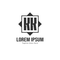 Initial KK logo template with modern frame. Minimalist KK letter logo vector illustration