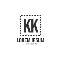 Initial KK logo template with modern frame. Minimalist KK letter logo vector illustration