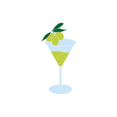 Isolated Martini glass with olive icon