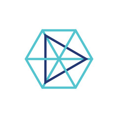 triangle hexagonal linked line logo vector