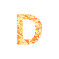 D letter color distributed circles dots illustration