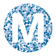 M letter color distributed circles dots illustration