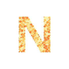 N letter color distributed circles dots illustration