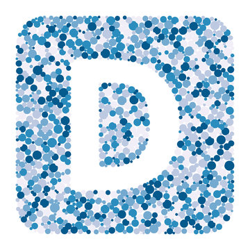 D letter color distributed circles dots illustration