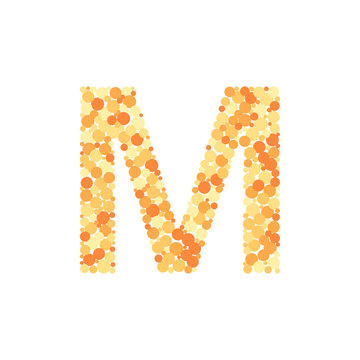 M letter color distributed circles dots illustration