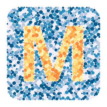 M letter color distributed circles dots illustration