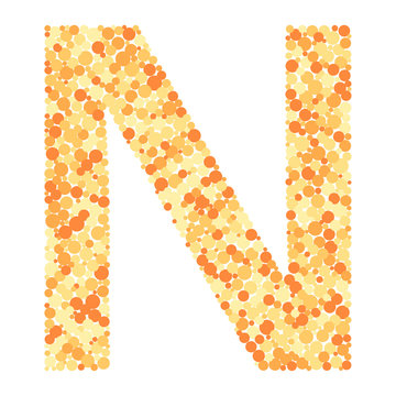 N letter color distributed circles dots illustration