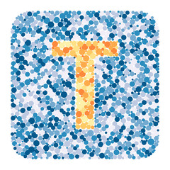 T letter color distributed circles dots illustration