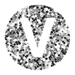 V letter color distributed circles dots illustration