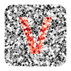 V letter color distributed circles dots illustration