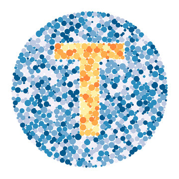 T letter color distributed circles dots illustration