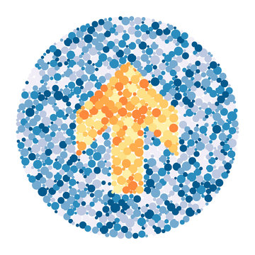 Up arrow color distributed circles dots illustration