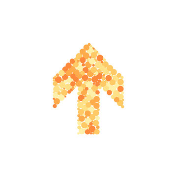 Up arrow color distributed circles dots illustration