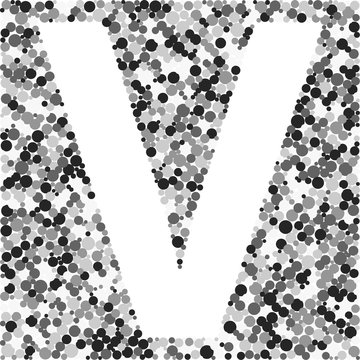 V letter color distributed circles dots illustration