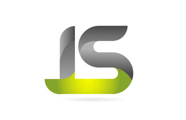 green black alphabet letter JS J S combination logo icon design