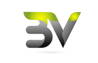 green black alphabet letter BV B V combination logo icon design