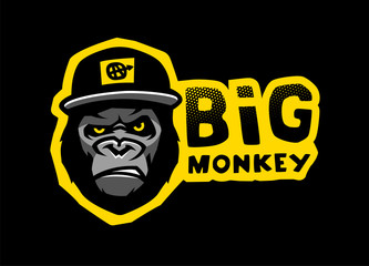 Angry gorilla head in the baseball cap. Vector illustration. © makstrv