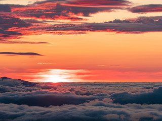 夕焼け 日の入り 雲海 登山