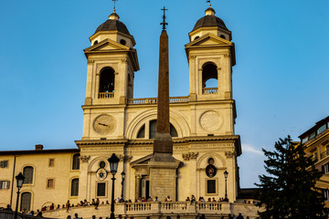 Rome Italy. Via Condotti with in background Trinità dei Monti, the famous staircase that overlooks Piazza Di Spagna.