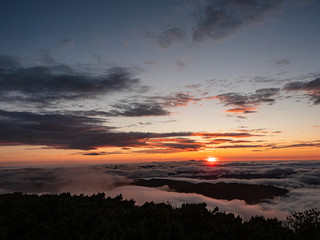 夕焼け 日の入り 雲海 登山