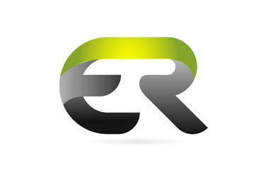 Fototapeta green black alphabet letter ER E R combination logo icon design obraz