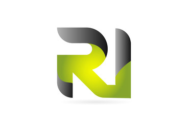 green black alphabet letter RI R I combination logo icon design