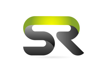 green black alphabet letter SR S R combination logo icon design