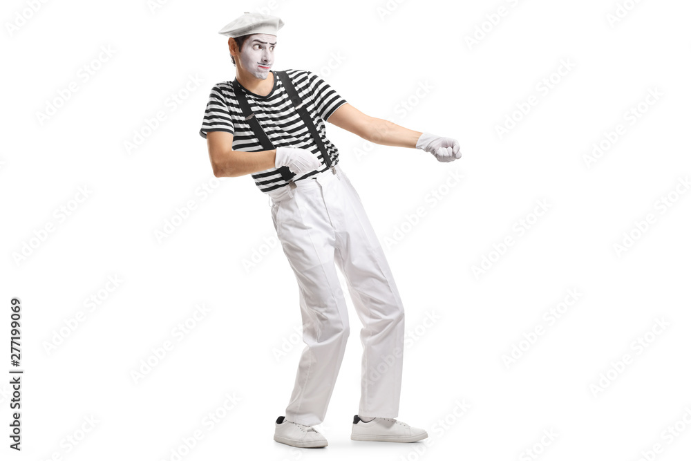 Poster Mime pulling an imaginary rope