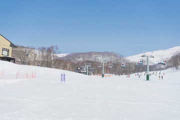 Fototapeta premium People enjoy ski at Niseko Annupuri Kokusai Ski Area at Niseko, Hokkaido,Japan