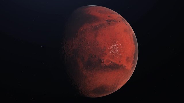 Ultra Realistic Mars in Space rotating, stars in background - 4K