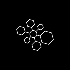 linked hexagonal team work symbol logo vector