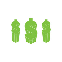 money dollar 3d chart symbol icon vector
