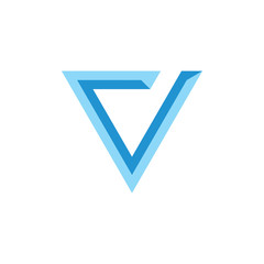 letter v simple geometric 3d logo vector