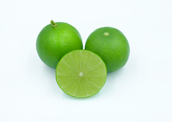 healthy food. sliced  organic lime isolated on white background with clipping path
